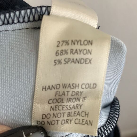 NWT Ecru Sullivan Ponte Stretch Tuxedo Stripe Navy Blue Trouser Dress Pants Sz M - Picture 11 of 11